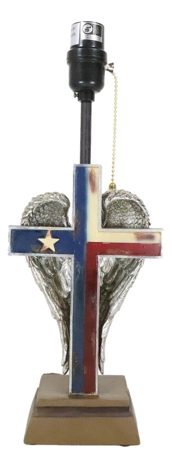 Country Western Texas Lone Star State Flag With Silver Angel Wings Table Lamp-4