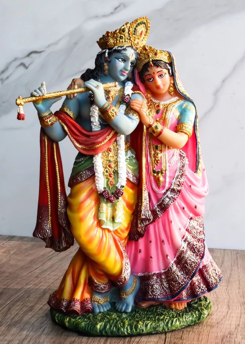 Vedic Radha And Krishna Statue Avatar Of Vishnu Shakti God's Divine Love 8"H-1