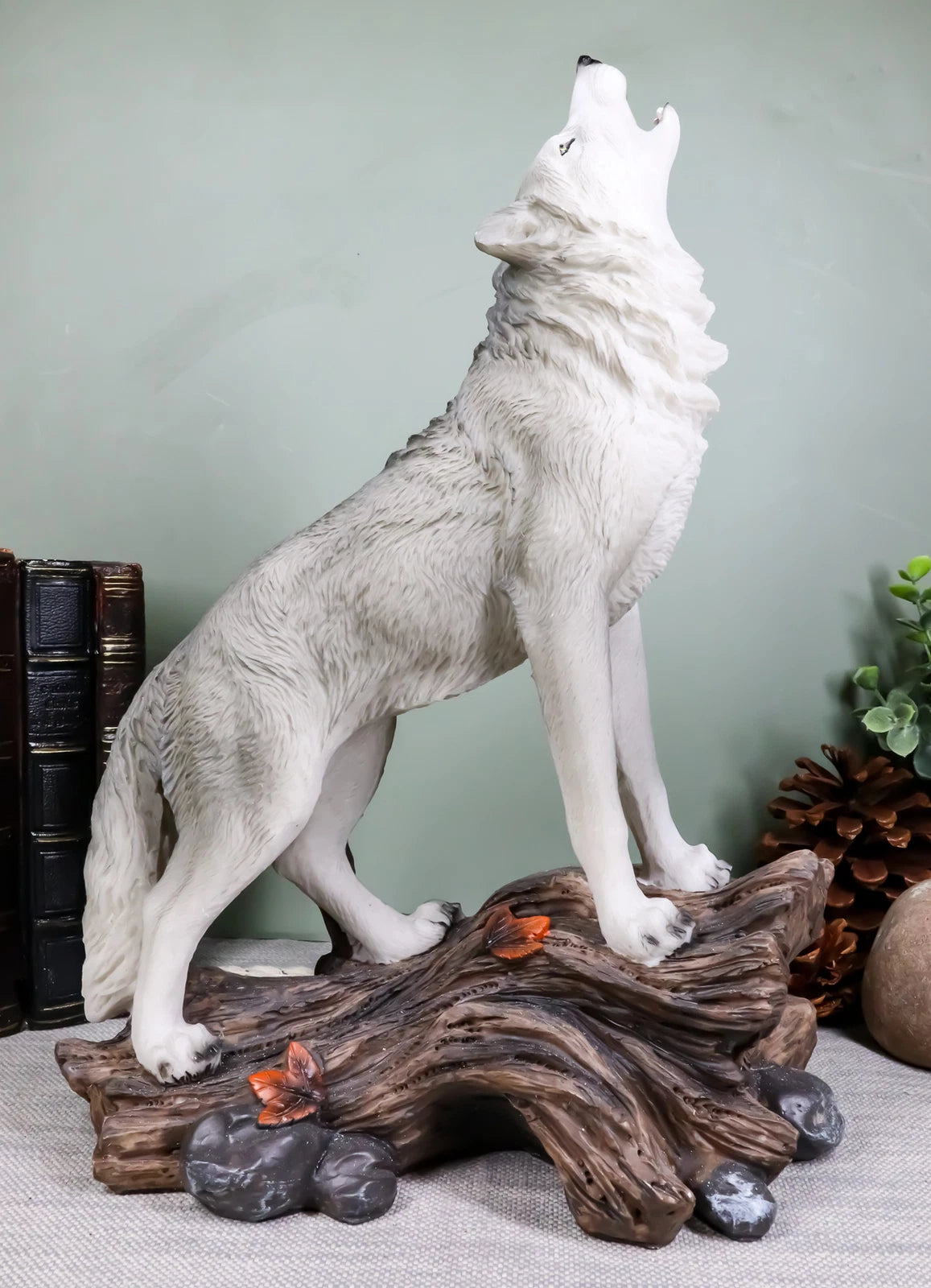 Large Cries Of The Night Howling Alpha Gray Wolf Statue 12"H Spirit Wolves Decor-1