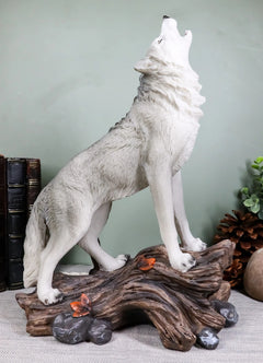 Large Cries Of The Night Howling Alpha Gray Wolf Statue 12"H Spirit Wolves Decor-1