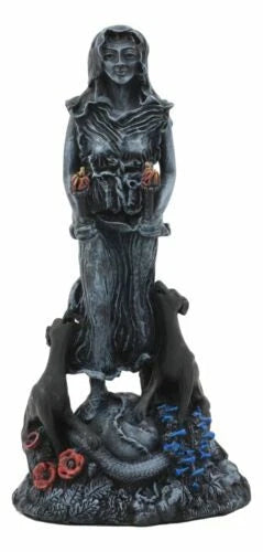 Oberon Zell Spiral Triple Goddess The Crone Hecate With She Dog Hounds Statue-4