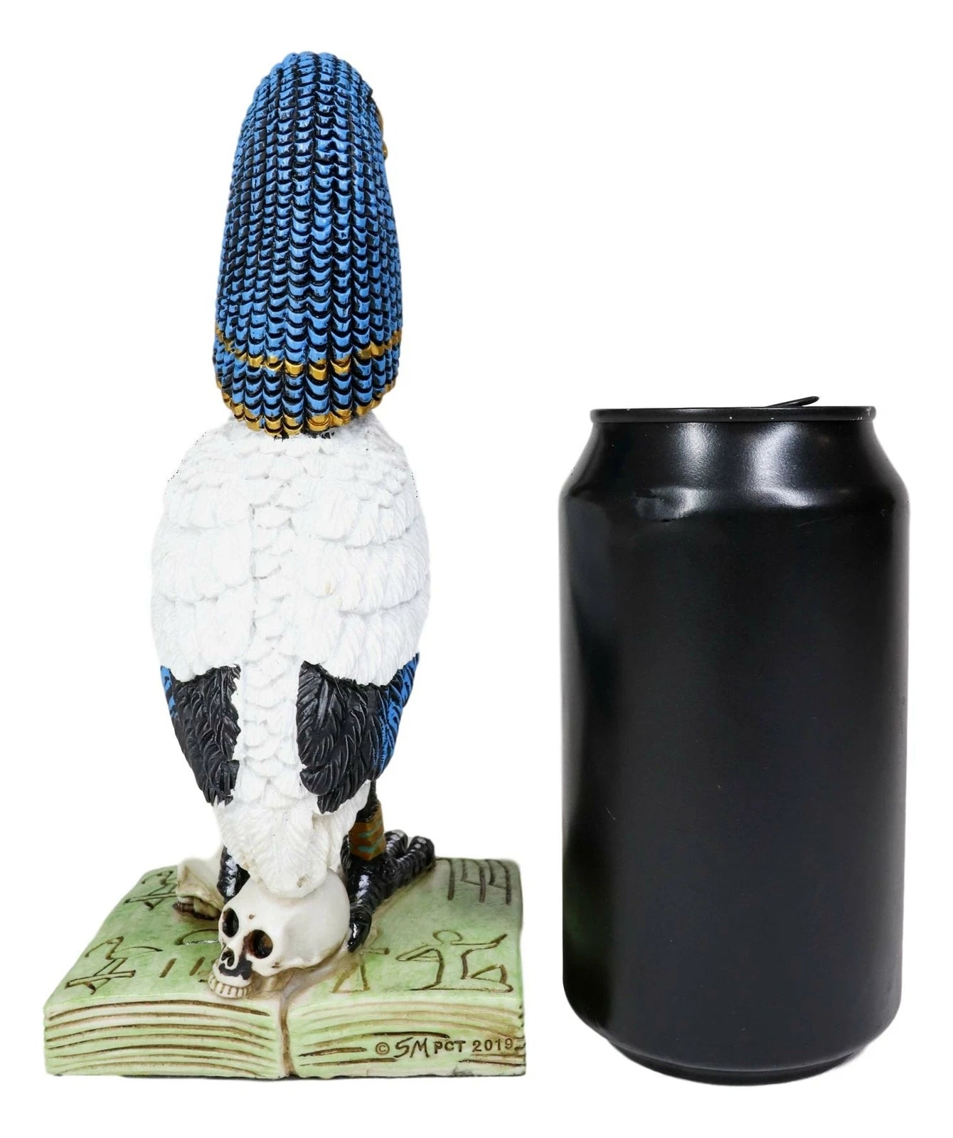 Egyptian God Ibis Headed Thoth White Flamingo Standing On Skull And Book Statue-3