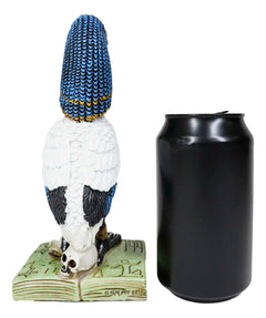 Egyptian God Ibis Headed Thoth White Flamingo Standing On Skull And Book Statue-3