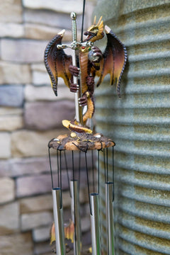 Excalibur Sword Fire Night Dragon Resonant Relaxing Wind Chime Garden Patio-2