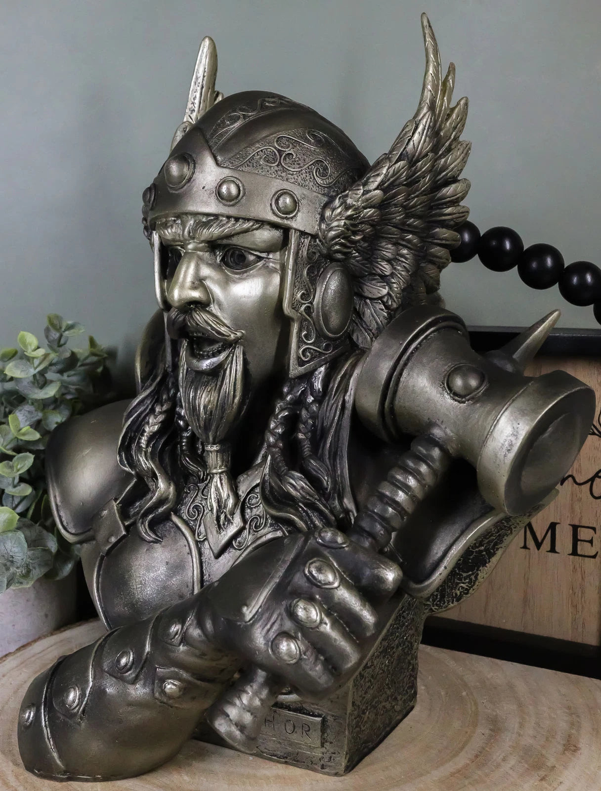 Large Thor Odinson Wielding Mjolnir Hammer Bust Statue 11" H Mythology-4