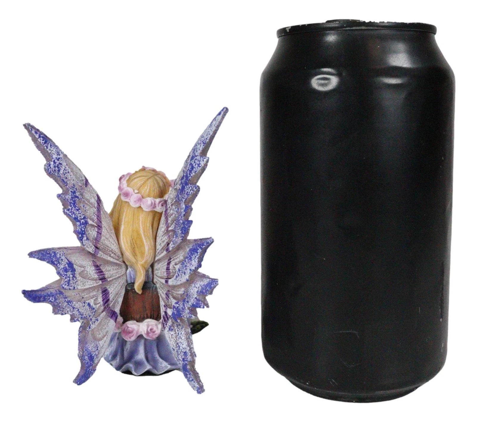 Small Meadowland Tribal Purple Periwinkle Flower Girl Fairy Daydreaming Figurine-4