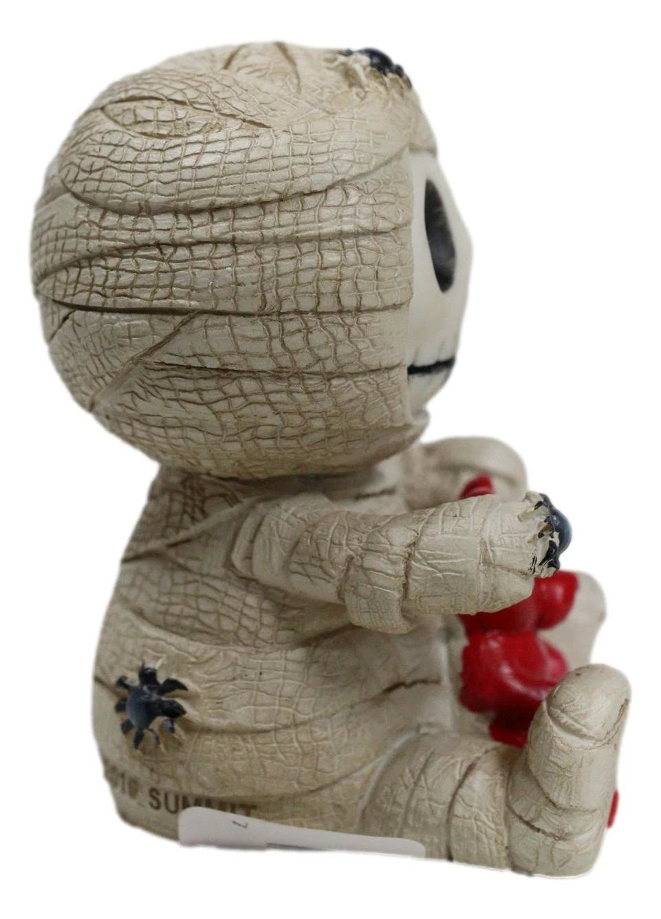 Furrybones Mummy Sarcophagus with Red Teddy Bear & Spiders Figurine 2.75"H-6