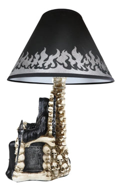 Grim Reaper Seated On Skeleton Justice Throne With Scythe Table Lamp Shade-6