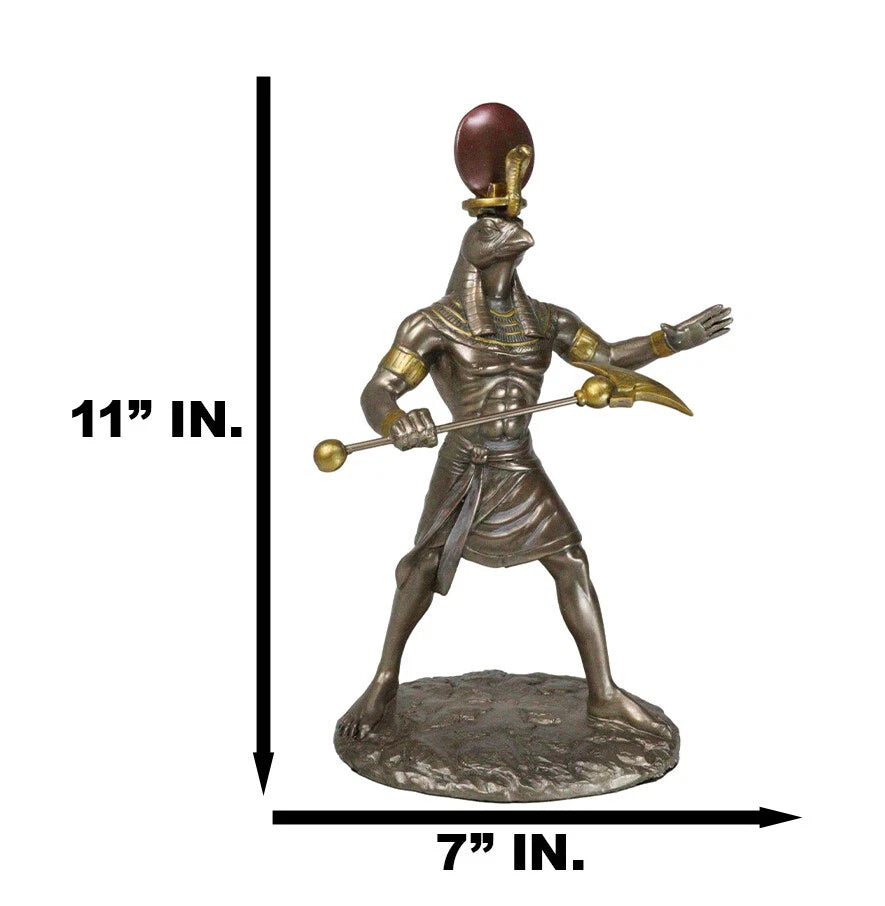 Egyptian Mythology God Horus Ra With Sun And Uraeus Disc Statue Heru Falcon-6
