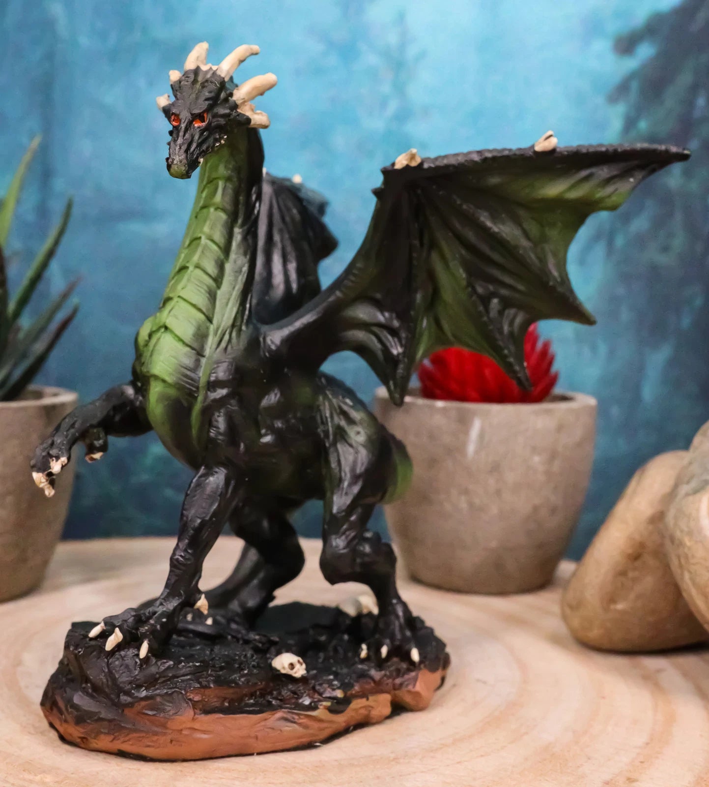 Fantasy Green Chested Celestial Midnight Dragon Black Ghost Small Figurine-1
