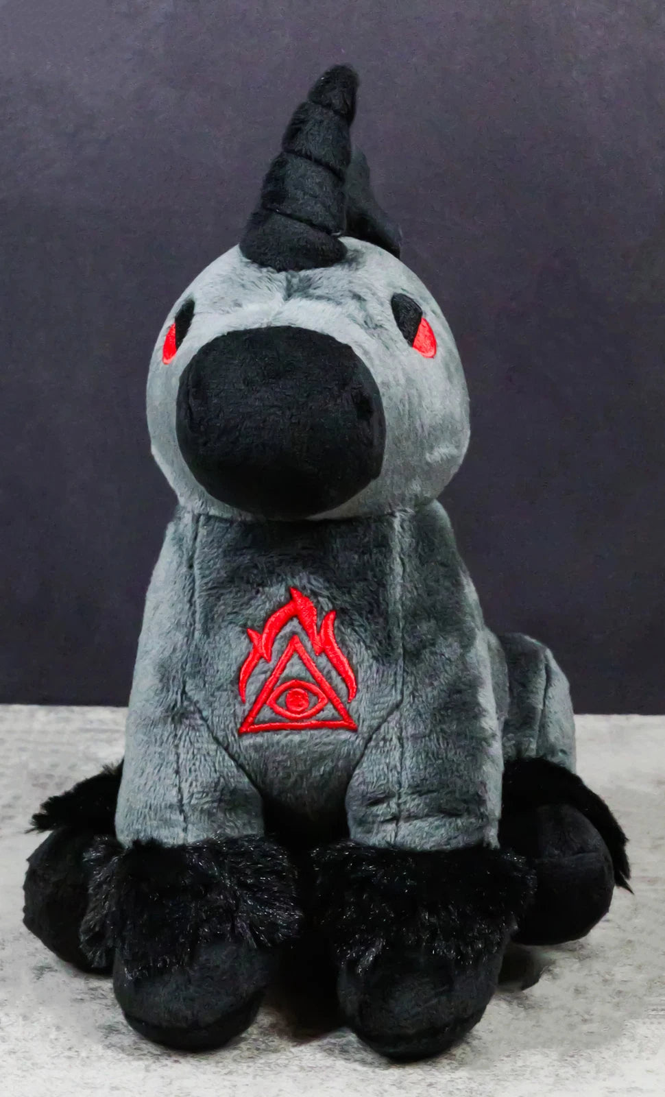 Mythical Fantasy Legend Black Dark Unicorn Hell Steed Luxe Soft Plush Toy Doll-6