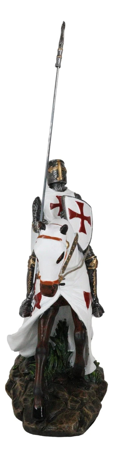 Crusader English Knight On Heavy Cavalry Horse Statue Phalanx Spear Horse-6