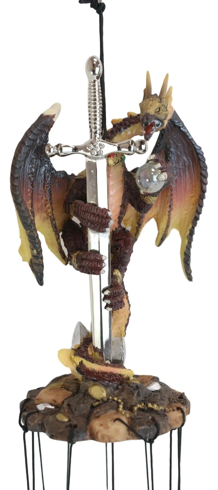 Excalibur Sword Fire Night Dragon Resonant Relaxing Wind Chime Garden Patio-3