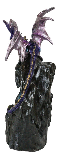 Purple Azure Quartz Dragon On Gemstone Mountain Backflow Incense Burner Figurine-4