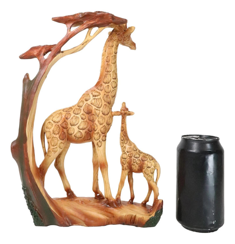 Safari Savannah Giraffe Family In Scenic Forest Faux Wooden Cutout Figurine-6