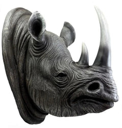 Safari Black Rhino Wall Plaque 14.5"H Taxidermy Rhinoceros Wall Decor Sculpture-5