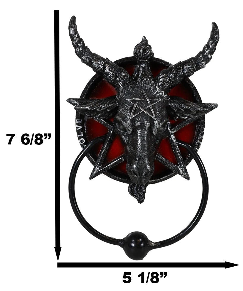 Sabbatic Goat Of Mendes Baphomet With Blood Pentagram Head Door Knocker-6