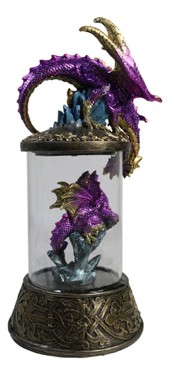 Purple Dragon Guarding Hatchling Celtic Knot Canister Backflow Incense Burner-6