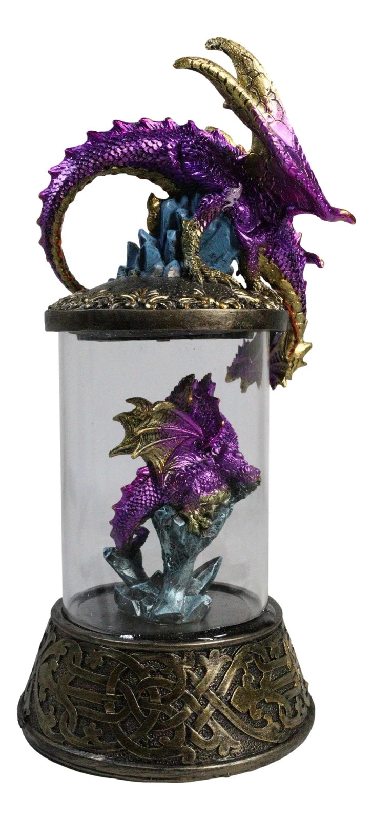 Purple Dragon Guarding Hatchling Celtic Knot Canister Backflow Incense Burner-6
