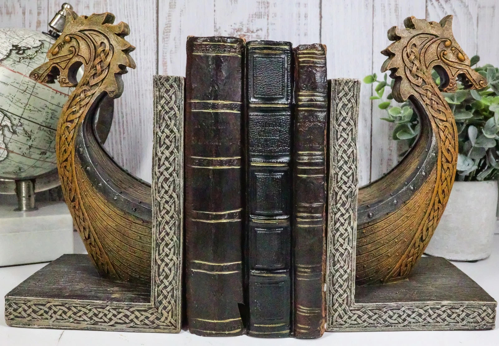 Nautical Marine Scandinavian Viking Fjord Dragon Longship Prow Ship Bookends Set-5
