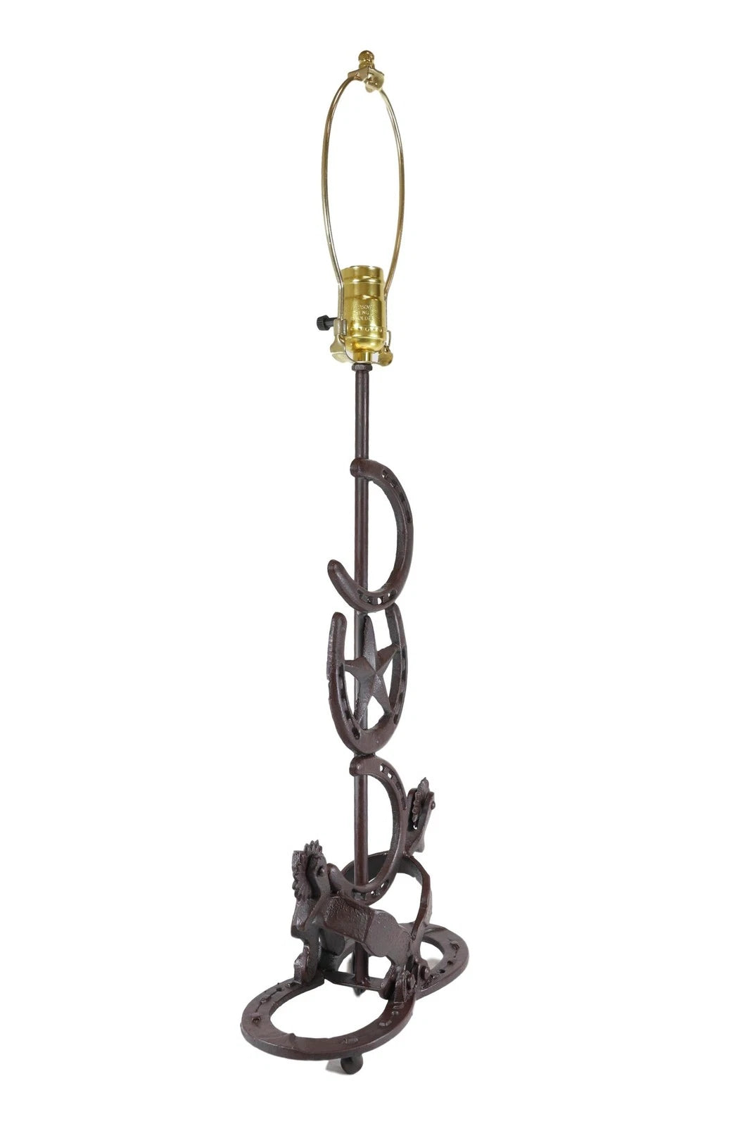 Cast Iron Western Horseshoes Base Desktop Table Lamps w/ Pine Shade 28"H-10