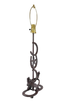 Cast Iron Western Horseshoes Base Desktop Table Lamps w/ Pine Shade 28"H-10