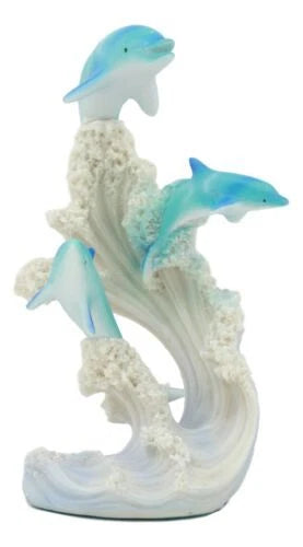 Sea World Three Bottlenose Dolphins Leaping Out Of The Waves Statue 6.25"Tall-4