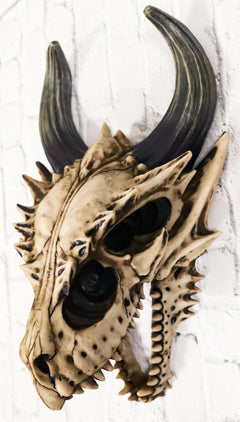 Decoración de pared con calavera de dragón, figura realista de cabeza de dragón Beowulf jurásico fósil para pared, estante, repisa o sala de fantasía gótica.-1