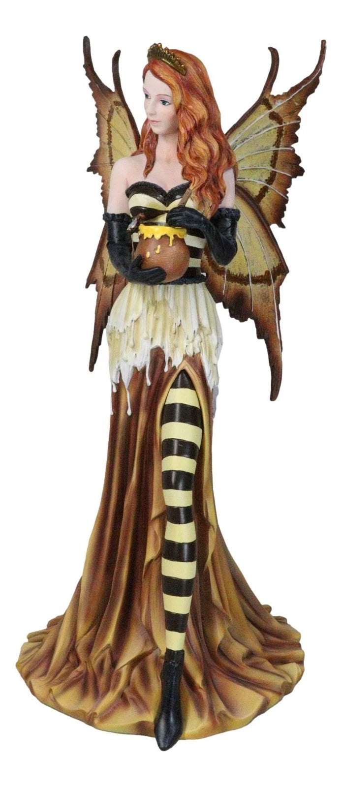 Estatua grande de 45 cm de altura de una reina de fantasía, abejorro, hada madre con tarro de miel-3