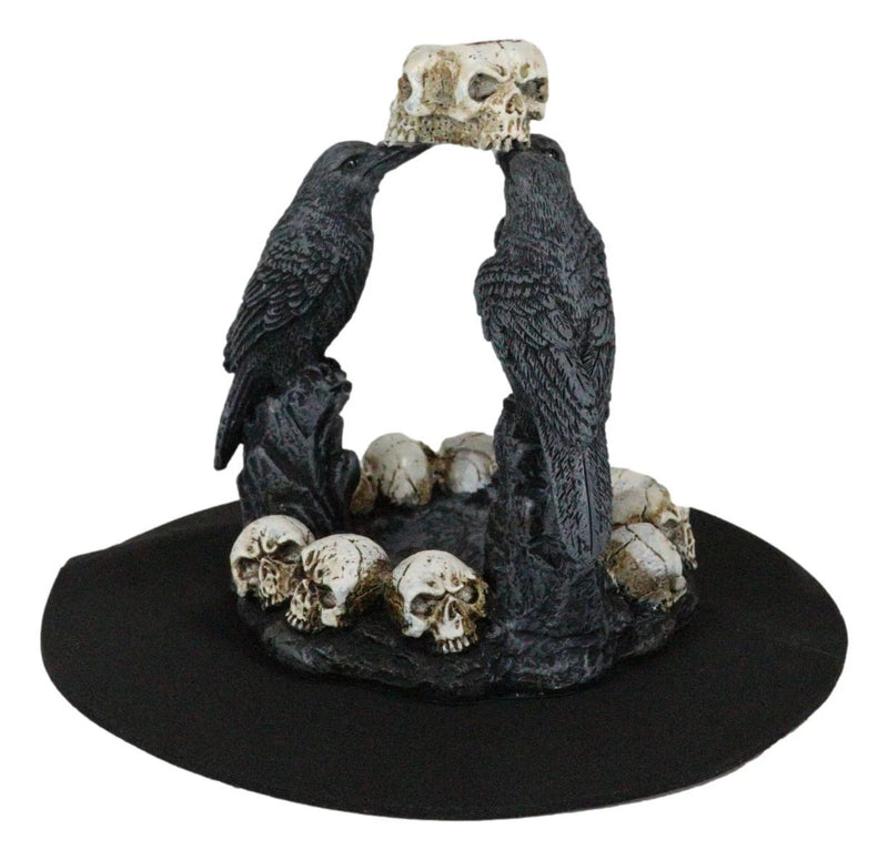 Gothic Wicca Quoth Trio Ravens Nevermore With Skulls Backflow Incense Burner-5
