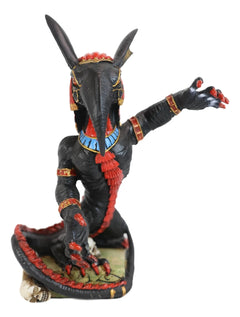 Egyptian God Of War Chaos Desert Seth On Hieroglyphic Base With Skulls Statue-4