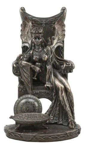Celtic Goddess Of Fertility Maeve Seated On Throne Statue 11"H Medb Maev Decor-4