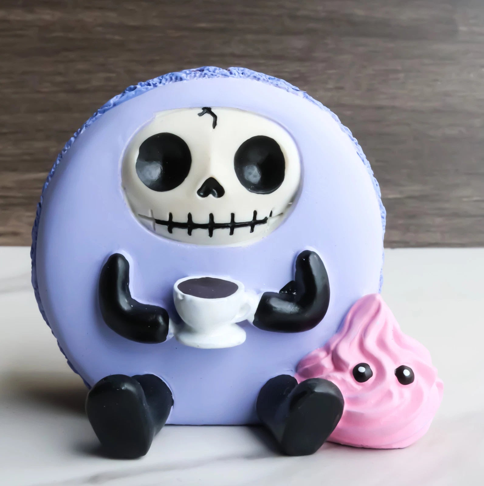 Furrybones Ronny The Lavender Purple Macaron With Coffee Cup Furry Bone Figurine-5