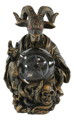 Sabbatic Goat Baphomet Pentagram Star Sigil LED Glass Gazing Ball Statue-4