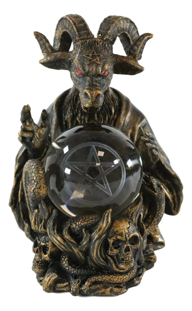 Sabbatic Goat Baphomet Pentagram Star Sigil LED Glass Gazing Ball Statue-4