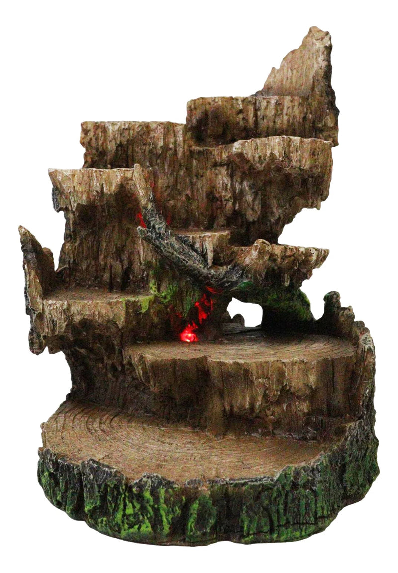 Rustic Forest Tree Steppes Faux Wooden LED Display Stand Figurine For Miniatures-7