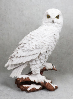 Estatua de búho blanco místico de 31 cm de alto, decoración nocturna con búhos.-4