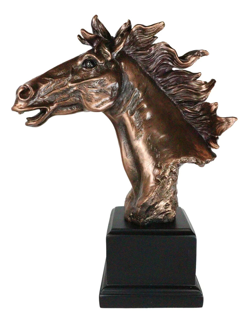 Figura de busto de cabeza de semental de caballo corriendo de Western Wildlife con base de trofeo-4