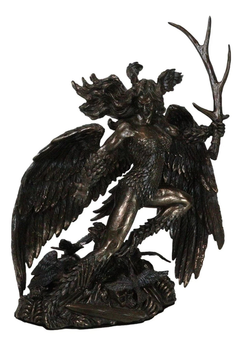 Irish Celtic War Goddess Winged Morrigan Phantom Queen W/ Antler Figurine-4