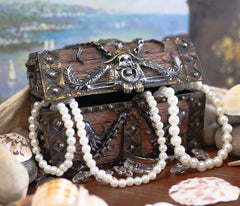 Kraken Octopus Pirate Haunted Chained Skull Treasure Chest Jewelry Box 5"L-1