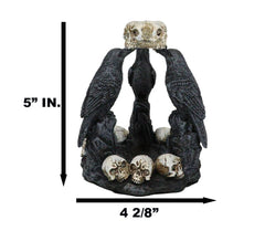 Gothic Wicca Quoth Trio Ravens Nevermore With Skulls Backflow Incense Burner-6