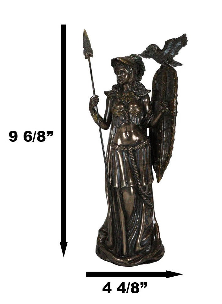 Greek Goddess Athena Wearing Helmet With Spear Aegis Shield And Owl Statue Decor-6