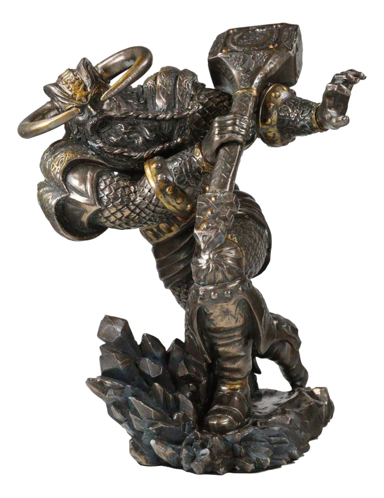 Asgard God Of Thunder Thor Wielding Mjolnir Hammer Figurine Charging Thor Statue-8
