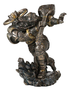 Asgard God Of Thunder Thor Wielding Mjolnir Hammer Figurine Charging Thor Statue-8