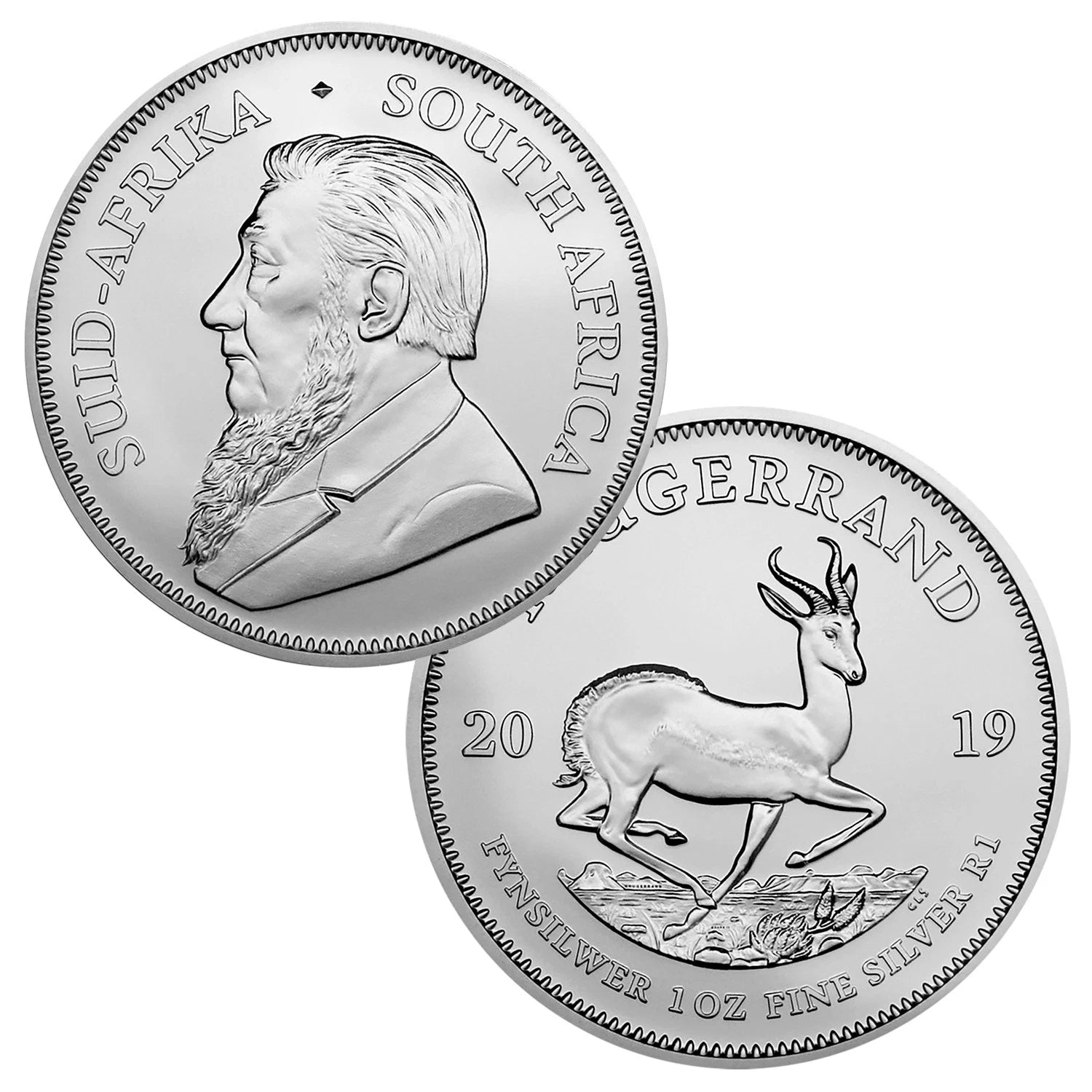 Moneda Krugerrand de plata de Sudáfrica 2019, 1 oz, 1 Rand BU