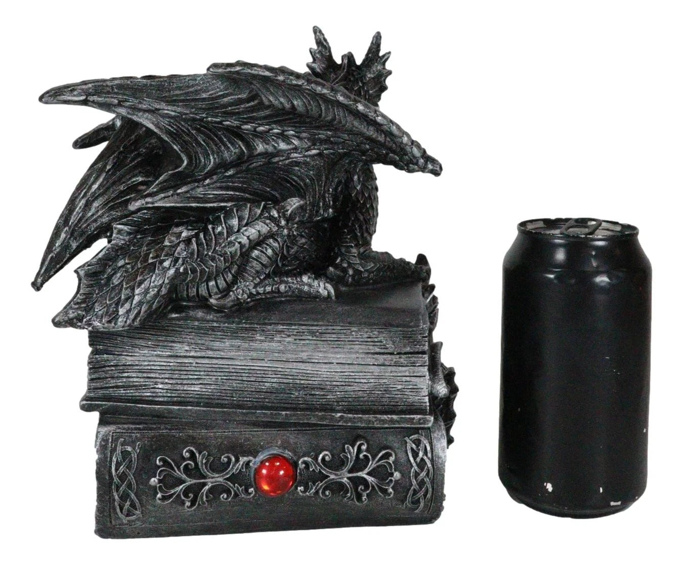 Medieval Fantasy Dragon Guardian of Knowledge Secret Trinket Box Figurine 8.25"H-3