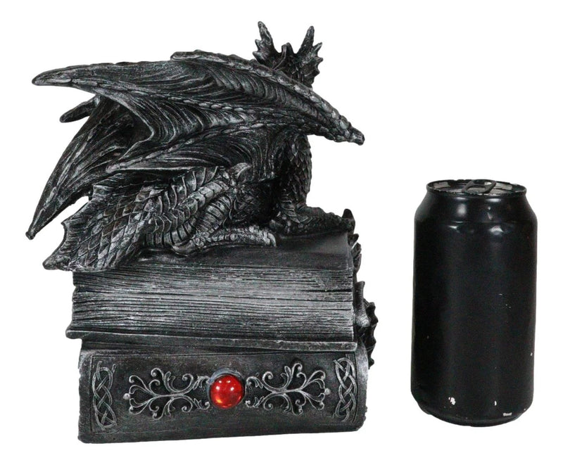 Medieval Fantasy Dragon Guardian of Knowledge Secret Trinket Box Figurine 8.25"H-3