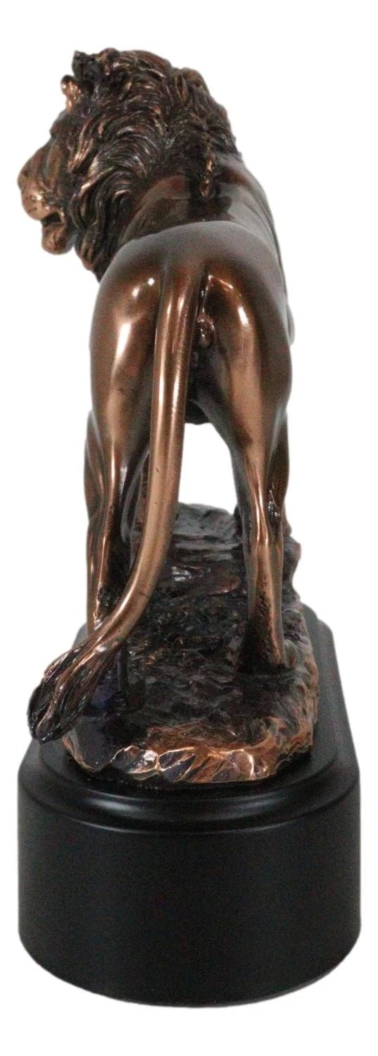 King Of The Jungle African Lion Pride Rock Scene Bronze Electroplated Figurine-8