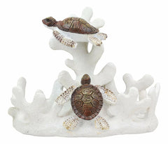 Nautical Coral Reef With 2 Sea Turtles Salt And Pepper Shakers Holder Set-5