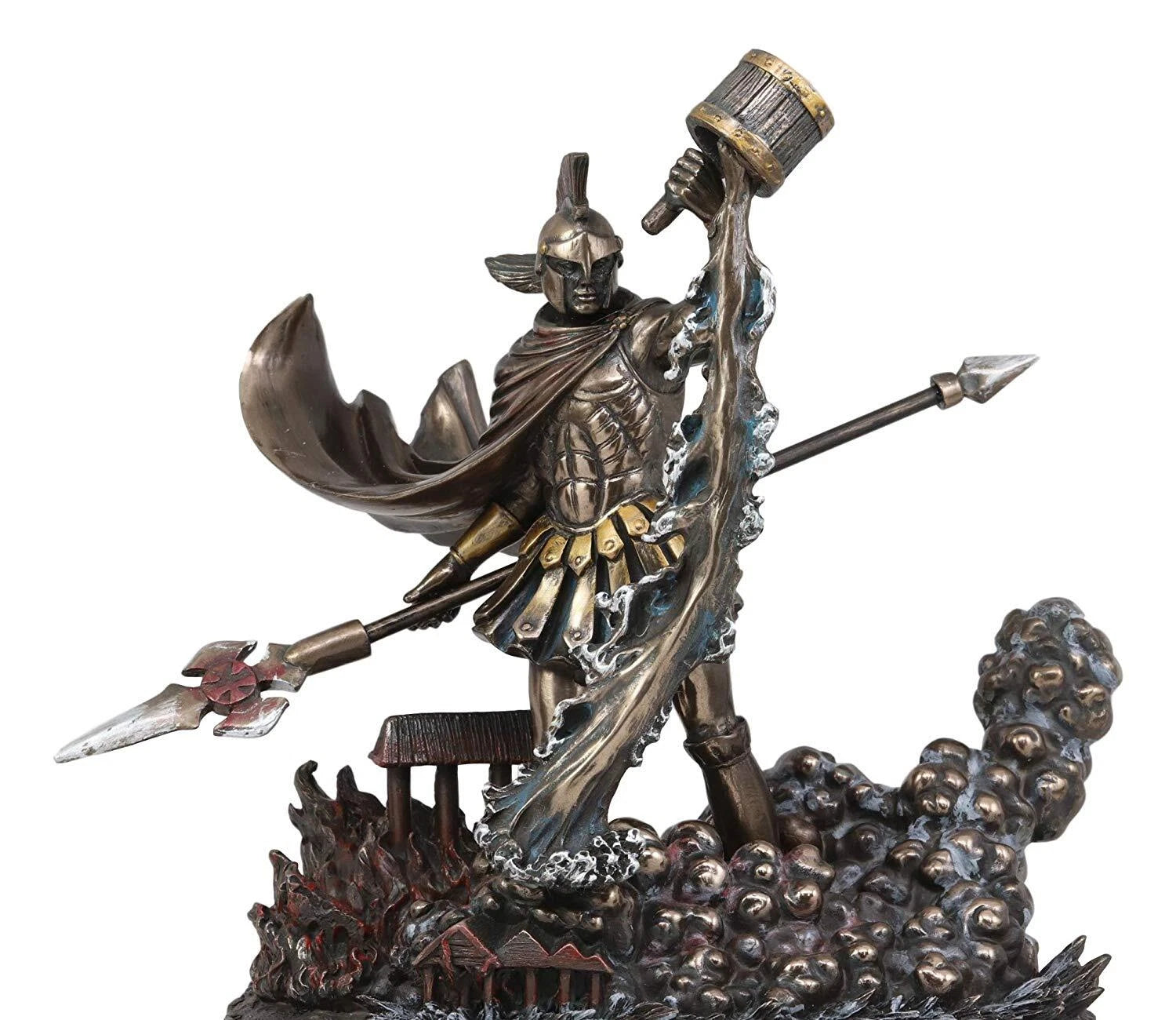 Large Saint Florian Pouring Water Over Burning Building Statue 10.25" Tall-8